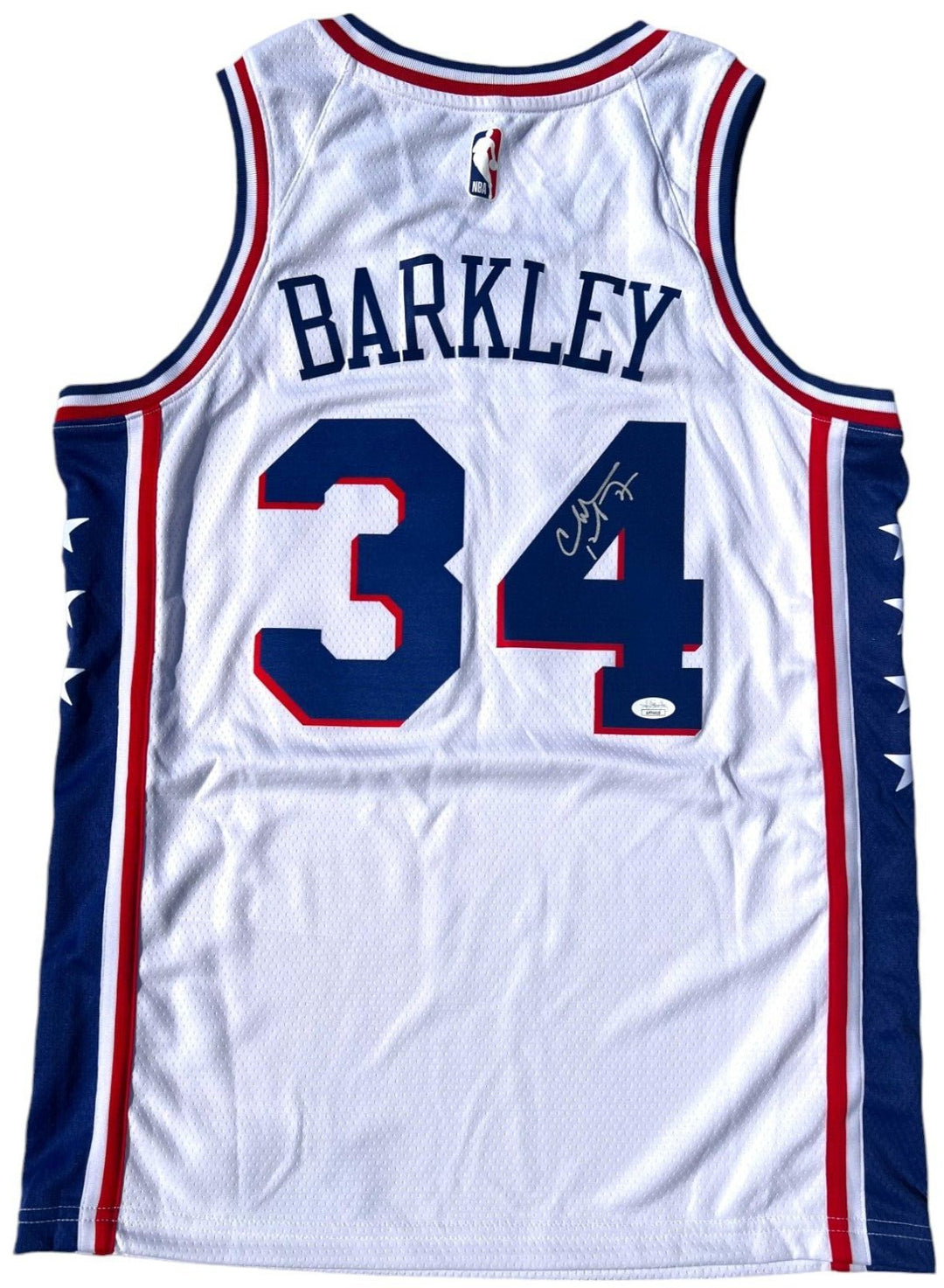 CHARLES BARKLEY SIGNED PHILADELPHIA 76ERS BASKETBALL JERSEY TEAM USA JSA COA