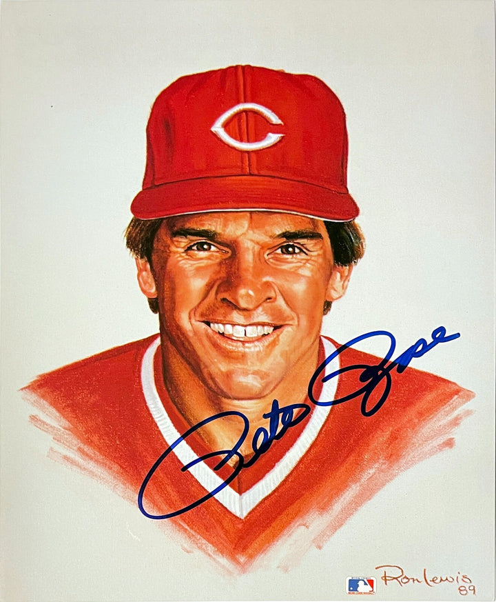 Pete Rose signed Cincinnati Reds MLB Ron Lewis 89 8x10 Photo- Tuff Stuff LOA