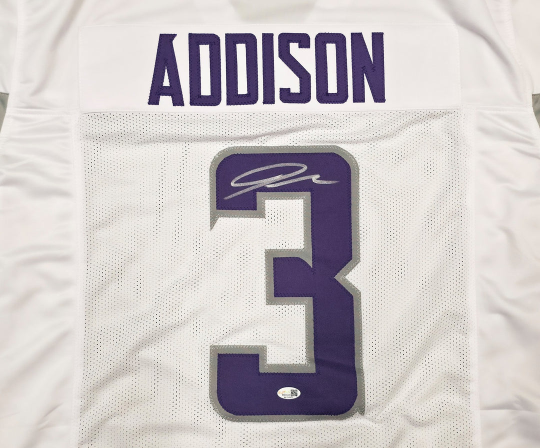 Minnesota Vikings Jordan Addison Signed White Jersey JSA Witness