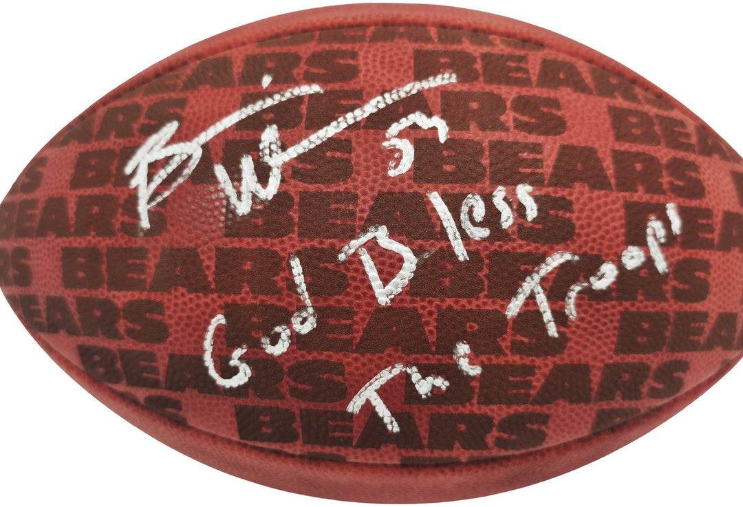 Brian Urlacher Signed Chicago Bears NFL Leather Chicago Bears Logo Football