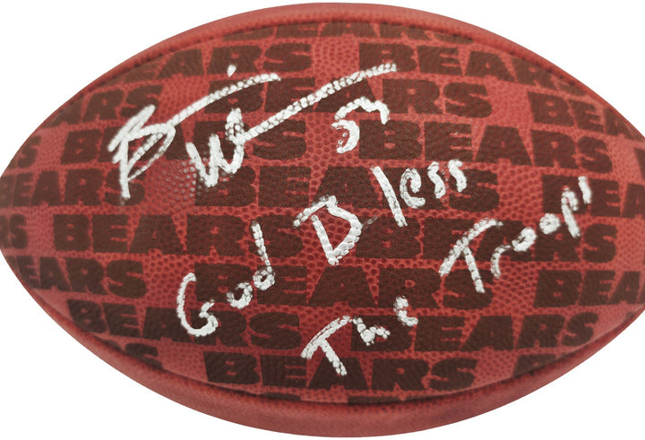 Brian Urlacher Signed Chicago Bears NFL Leather Chicago Bears Logo Football