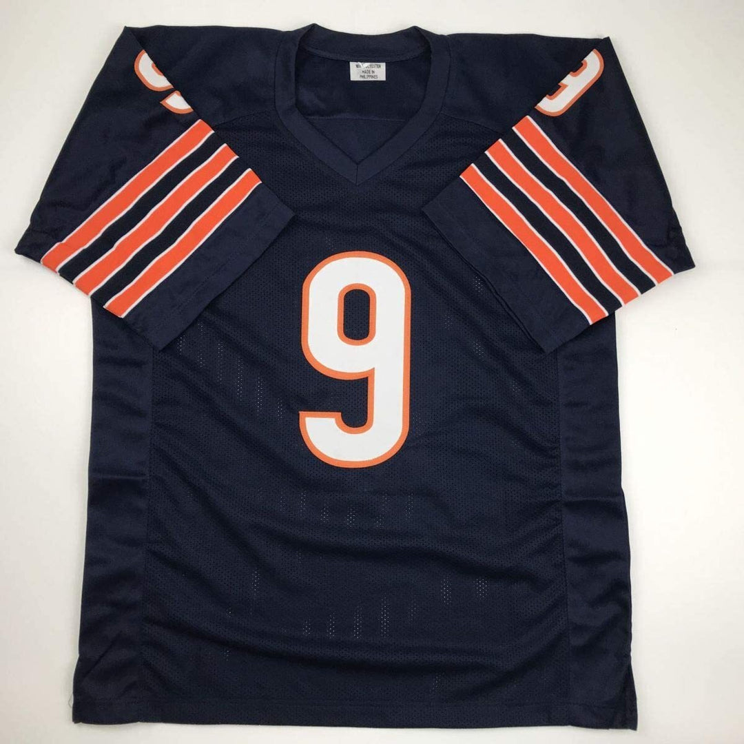 Autographed/Signed JIM MCMAHON Chicago Blue Football Jersey Beckett BAS COA Auto
