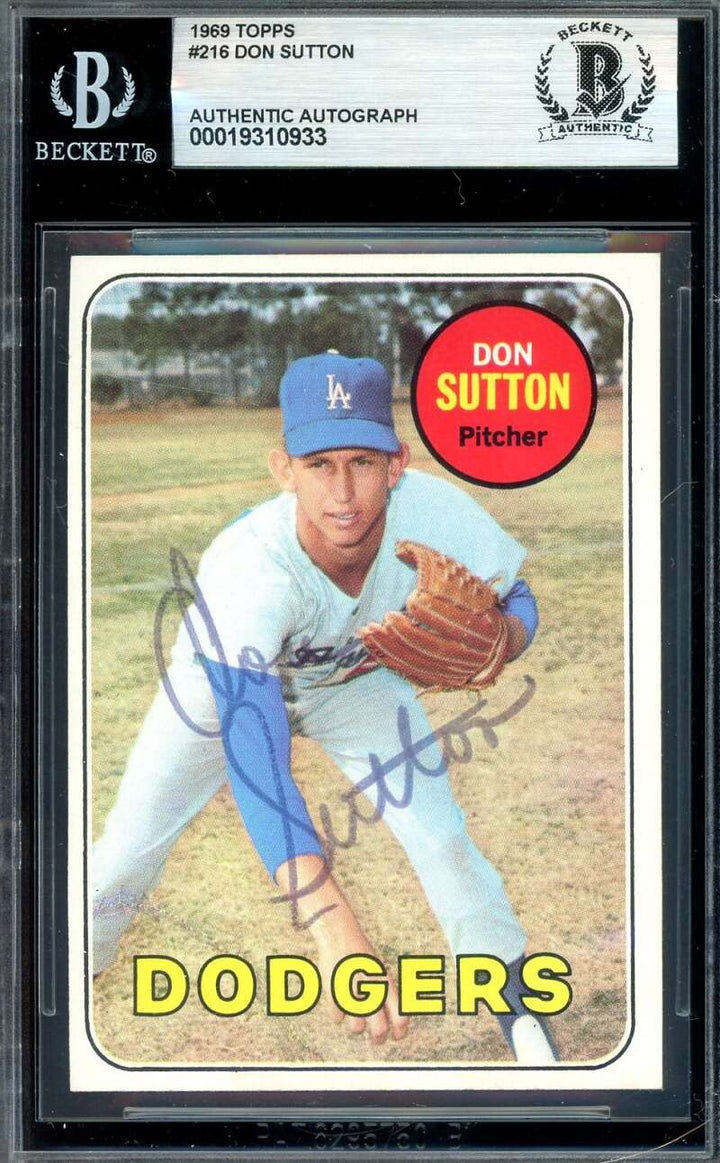 Don Sutton Beckett BAS Vintage Signed 1969 Topps Autograph Dodgers