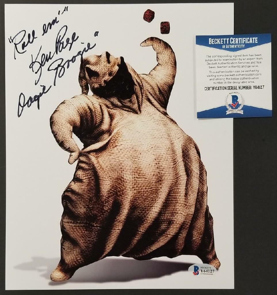 Ken Page signed Nightmare Before Christmas 8x10 Photo #17 "ROLL EM" ~ BAS COA