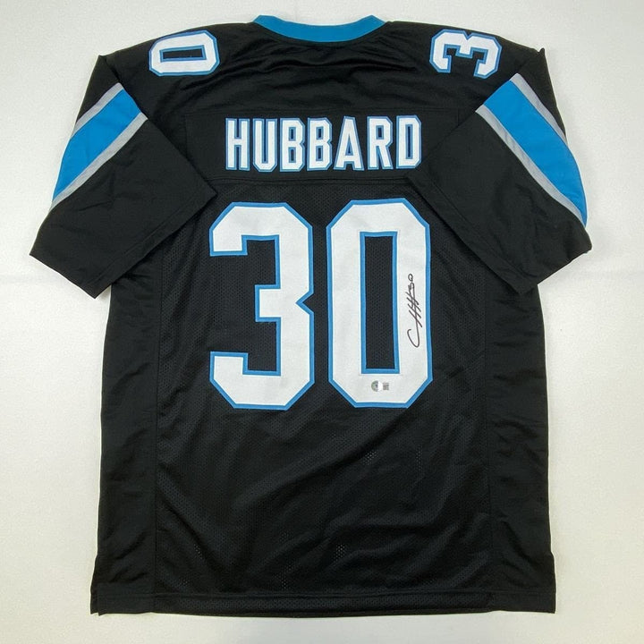 Autographed/Signed Chuba Hubbard Carolina Black Jersey Beckett BAS COA