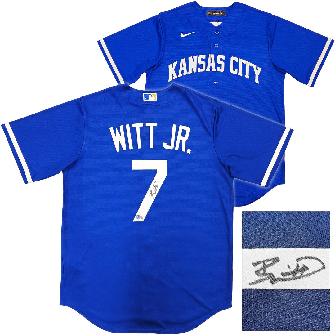 Kansas City Royals Bobby Witt Jr. Signed Blue Nike Jersey Size M Beckett Witness
