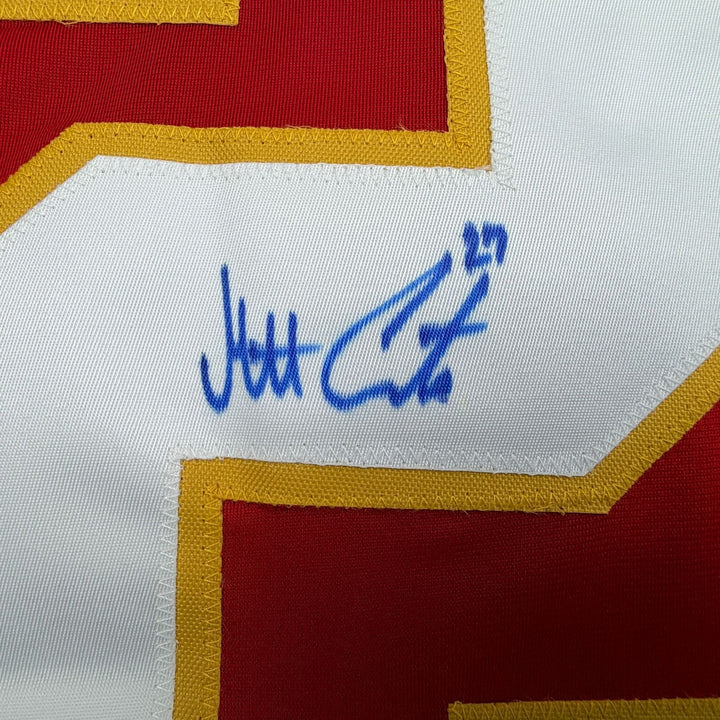 Autographed/Signed Matt Coronato Calgary Red Hockey Jersey Beckett BAS COA