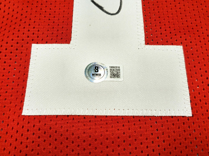 Ohio State Buckeyes Urban Meyer Autographed Signed Red Jersey Beckett Witness