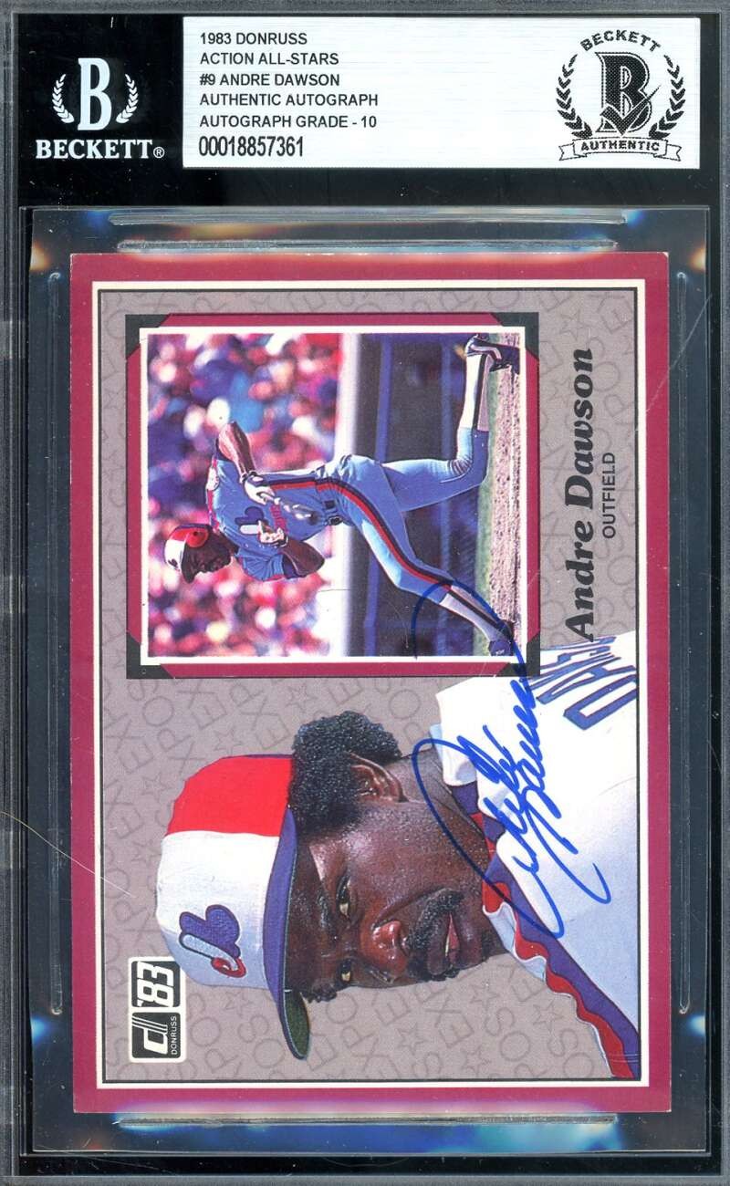 Andre Dawson Gem Mint 10 Beckett BAS Signed 1983 Donruss Action All Stars Auto