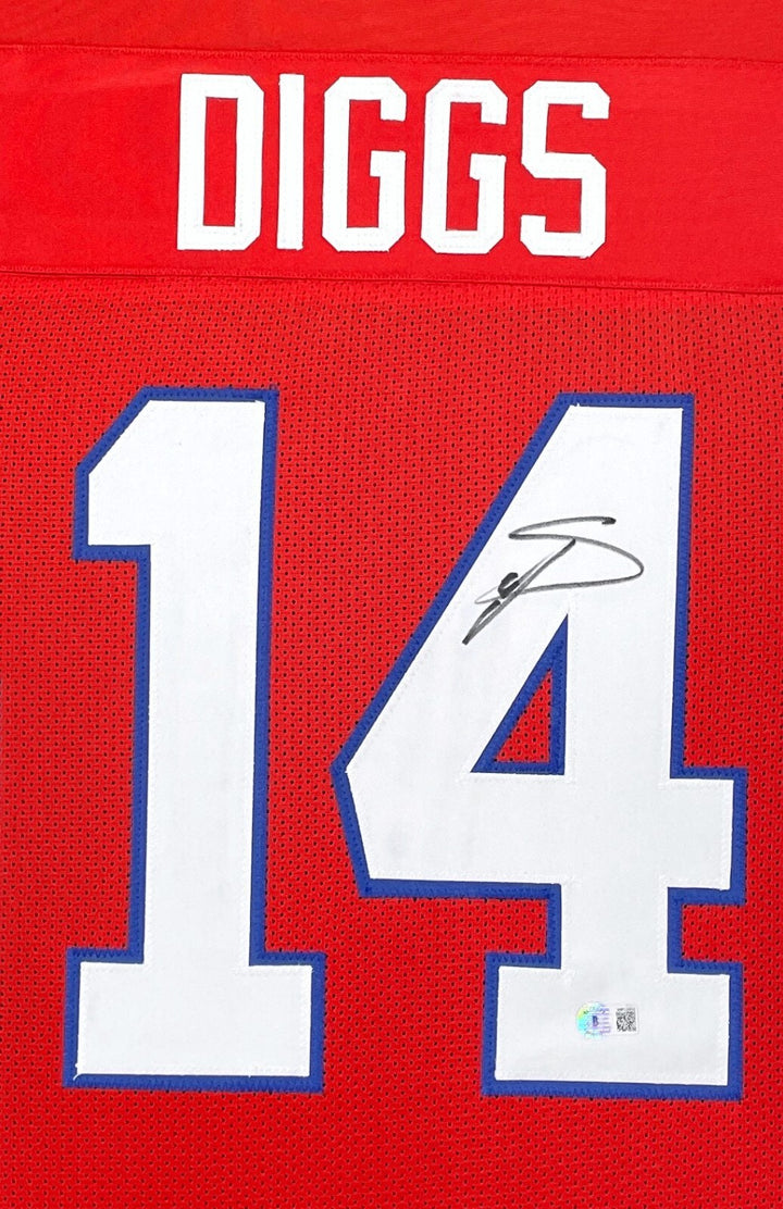 Stefon Diggs Autographed Buffalo Bills Red Jersey Framed BAS Signed Memorabilia
