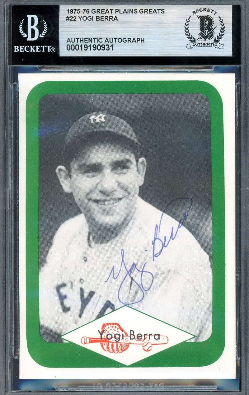Yogi Berra Beckett BAS Signed 1975-76 Great Plains Greats Autograph