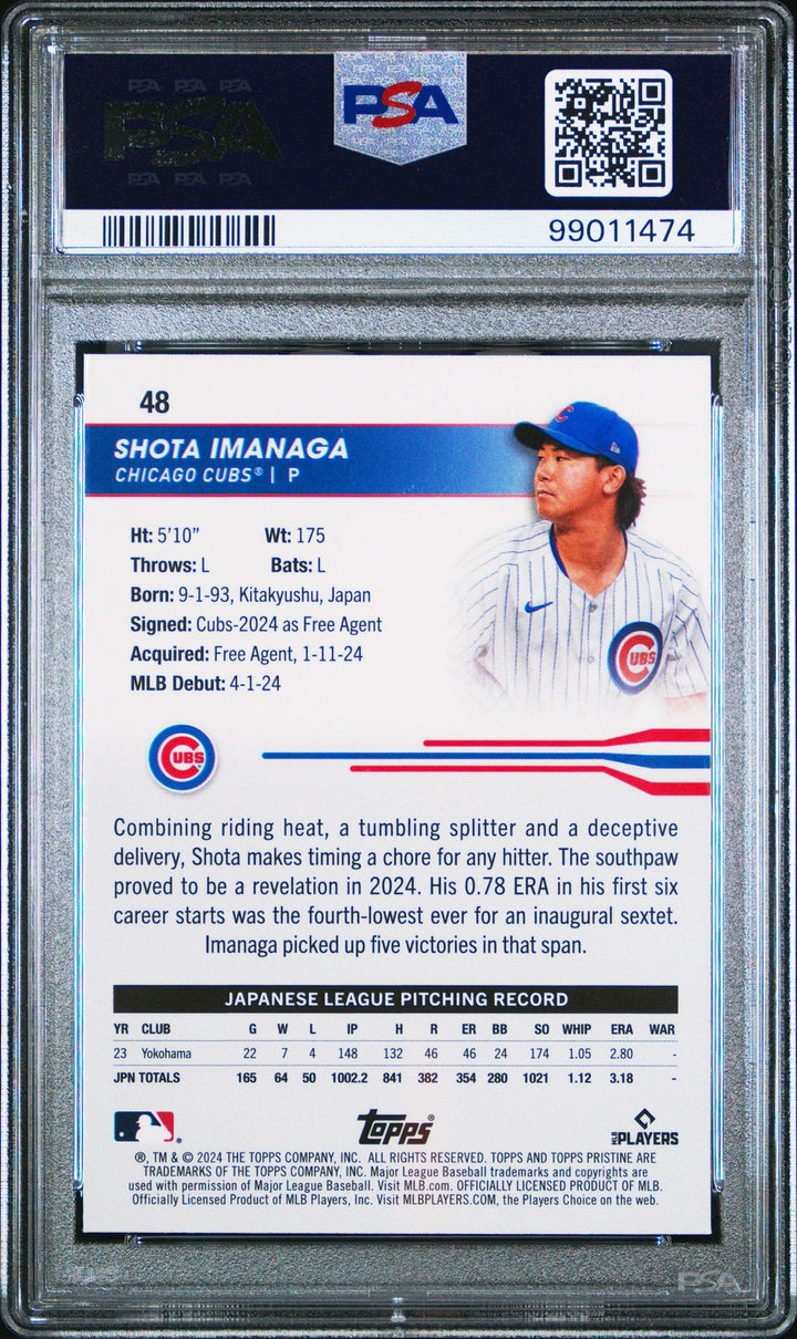 Graded 2024 Topps Pristine Shota Imanaga #48 Rookie RC Baseball Card PSA 10 Gem