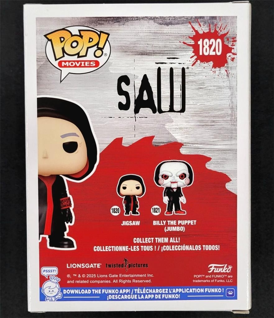 Tobin Bell signed "Jigsaw" Saw Funko Pop! 1820 autograph ~ Beckett BAS Witness