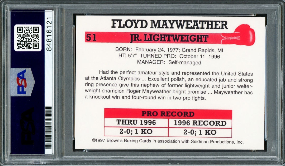Floyd Mayweather Jr Auto 1997 Browns Boxing Rookie Reprint 51 Sig 10 Best Ever