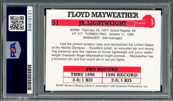Floyd Mayweather Jr Auto 1997 Browns Boxing Rookie Reprint 51 Sig 10 Best Ever