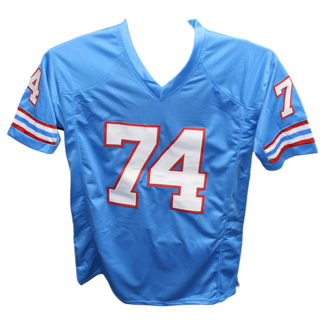 Bruce Matthews Autographed/Signed Pro Style Blue Jersey Beckett 42799