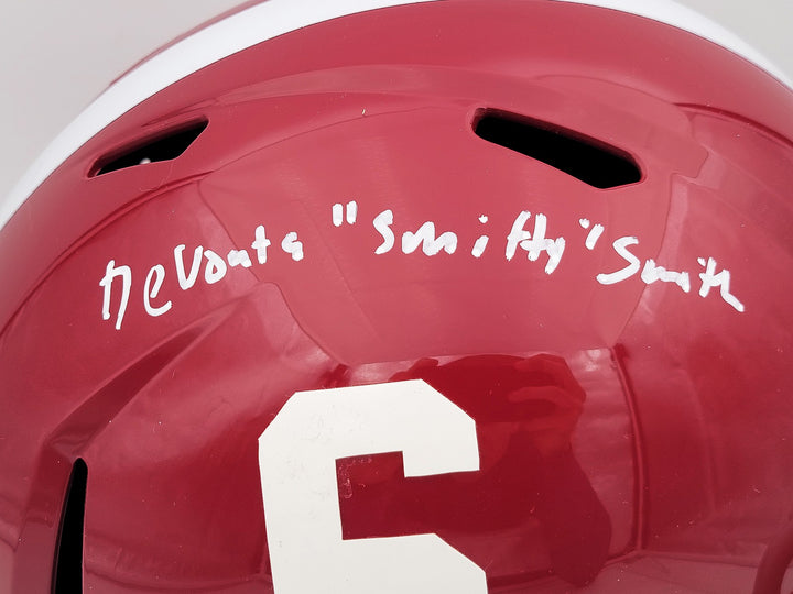 Devonta Smith Auto Alabama Crimson Tide Red FS Replica Helmet Smitty Beckett