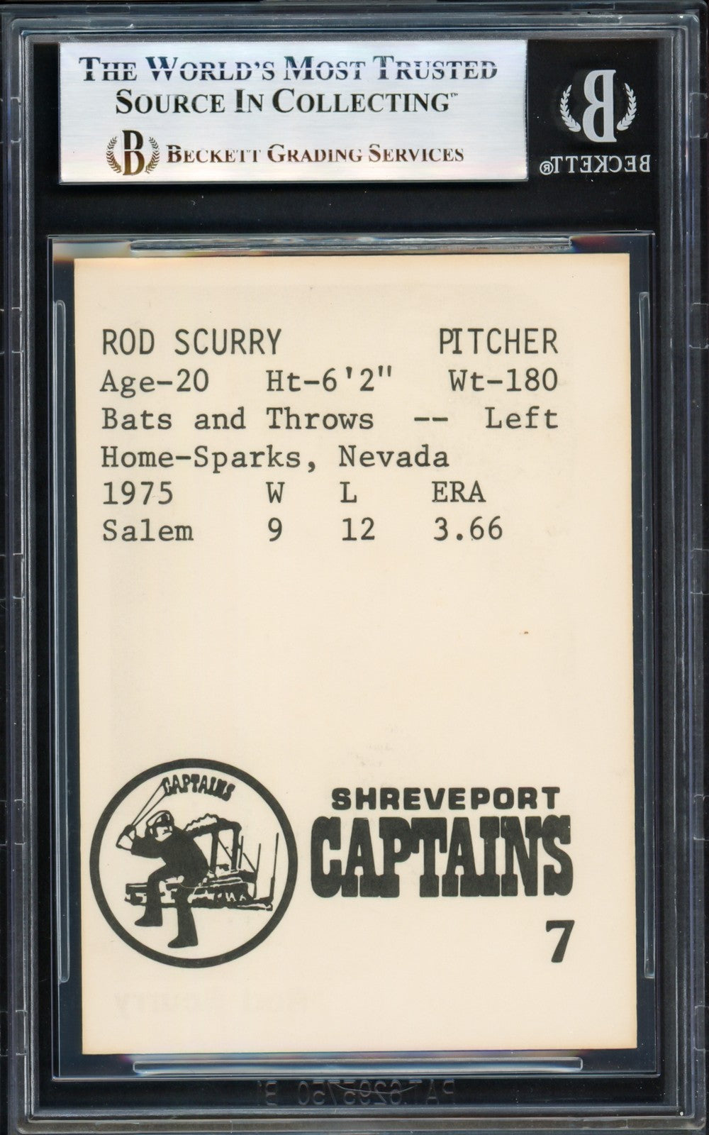 Rod Scurry Signed 1976 TCMA RC 7 Shreveport Captains Beckett #17069730