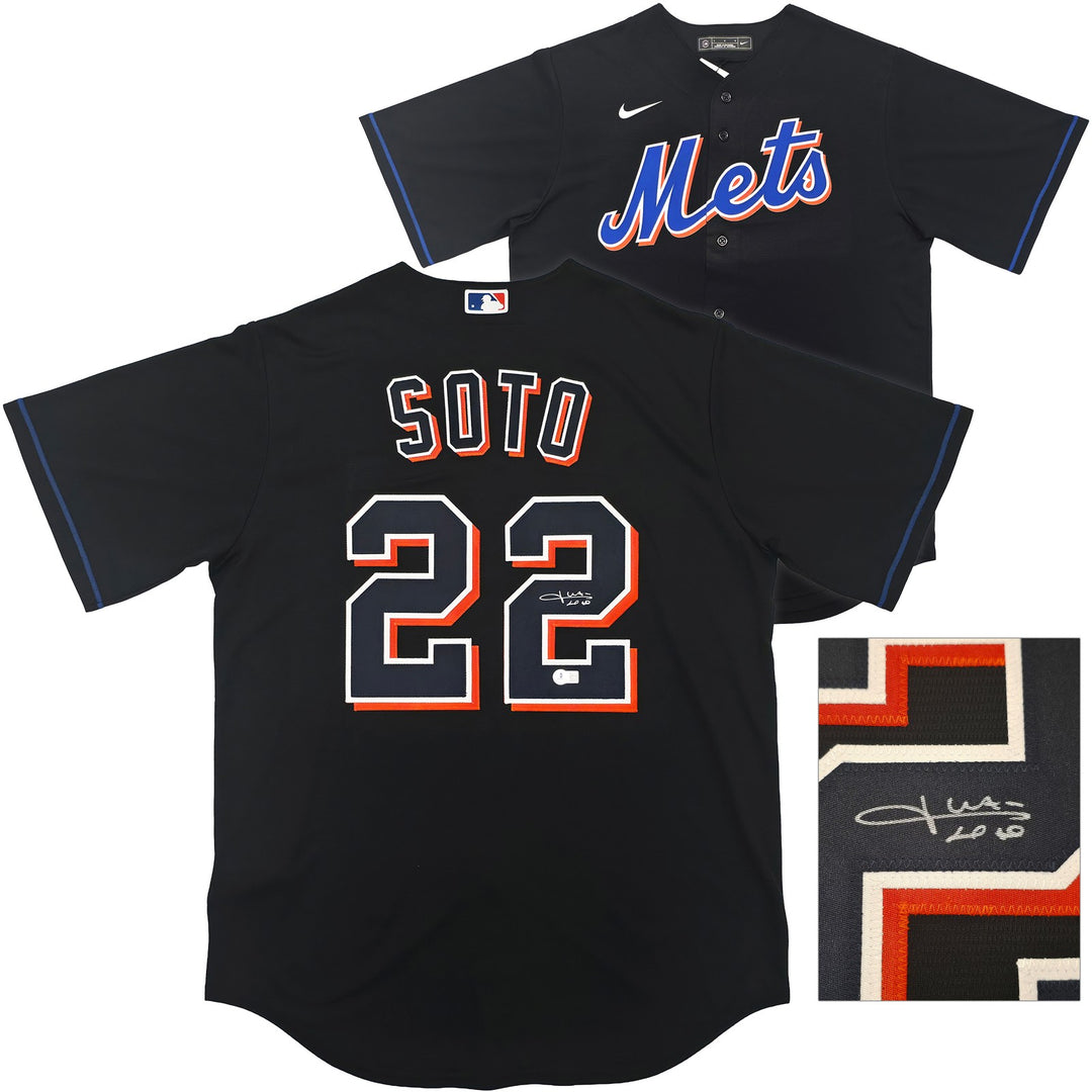 New York Mets Juan Soto Autographed Signed Black Nike Jersey Size L Beckett