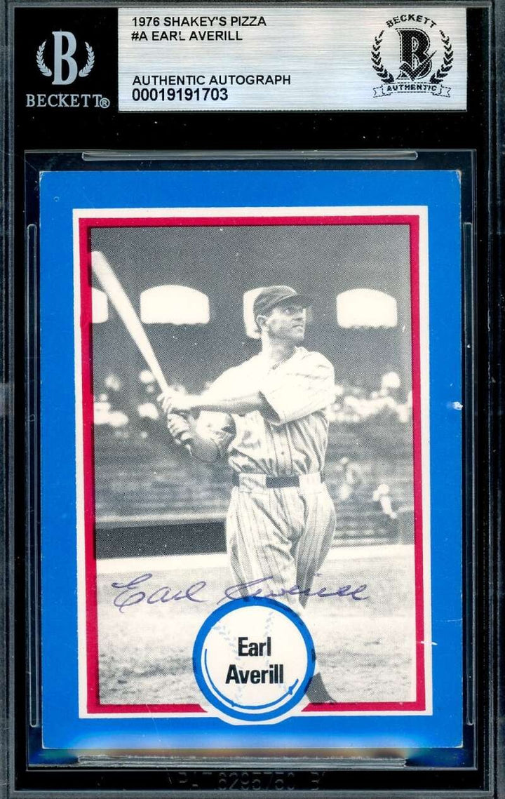 Earl Averill Beckett BAS Signed 1976 Shakey's Pizza Autograph