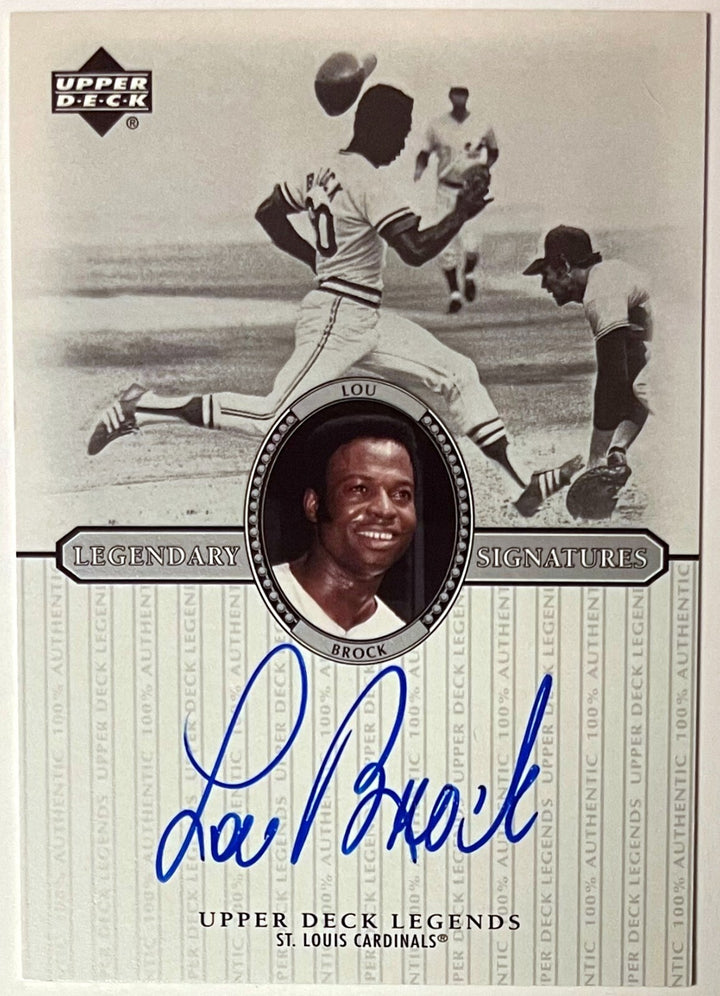 Lou Brock signed 2000 Upper Deck Legends Legendary Signatures On Card Auto #S-LB