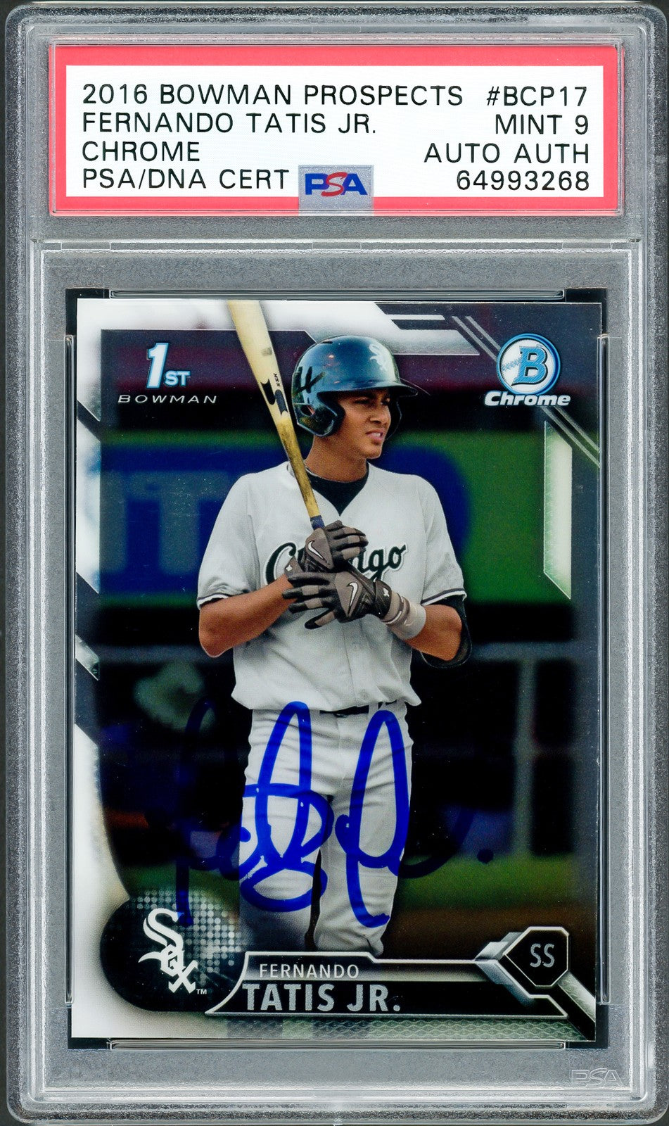 Fernando Tatis Jr. Signed 2016 Bowman Chrome Prospects RC BCP17 PSA 9 PSA/DNA