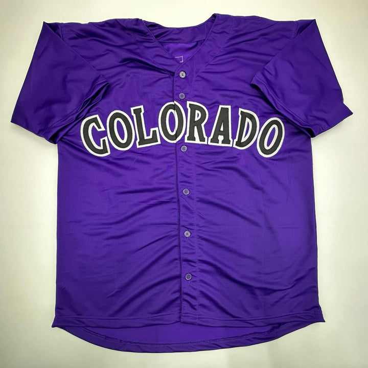 Facsimile Autographed Todd Helton Colorado Purple Reprint Jersey Size Men's XL