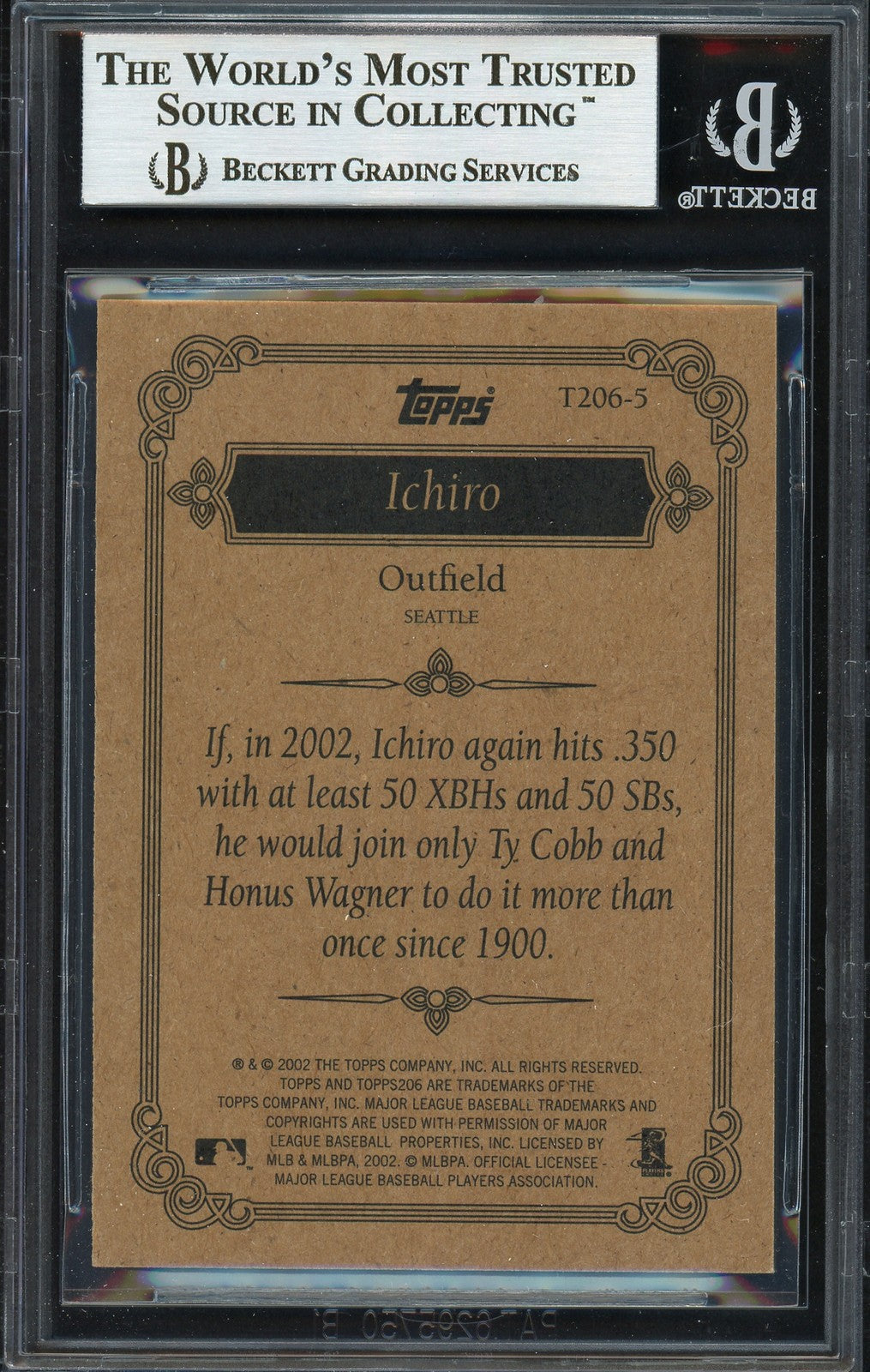 Ichiro Suzuki Signed 2002 Topps 206 Card T206-5 Seattle Mariners Beckett