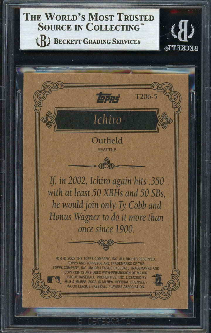 Ichiro Suzuki Signed 2002 Topps 206 Card T206-5 Seattle Mariners Beckett