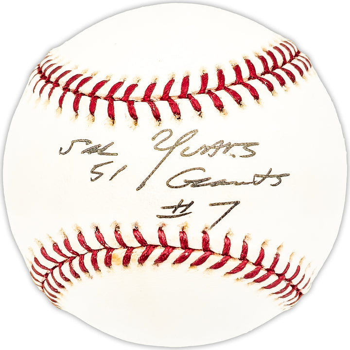 Sal Yvars Autographed NL Baseball Giants "51 Giants #7" Beckett QR #BM25338