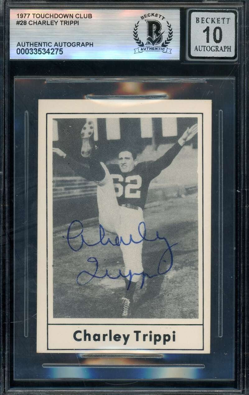 Charley Trippi Gem Mint 10 Beckett BAS Signed 1977 Touchdown Club Autograph
