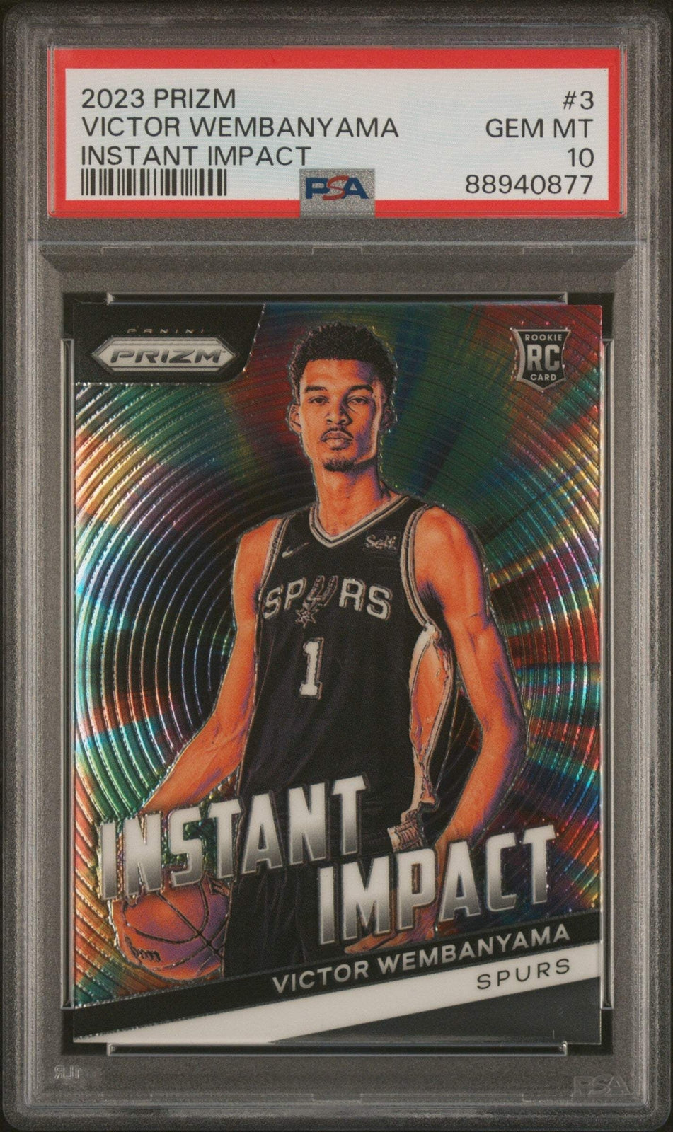 Graded 2023 Prizm Victor Wembanyama #3 Instant Impact RC Basketball Card PSA 10