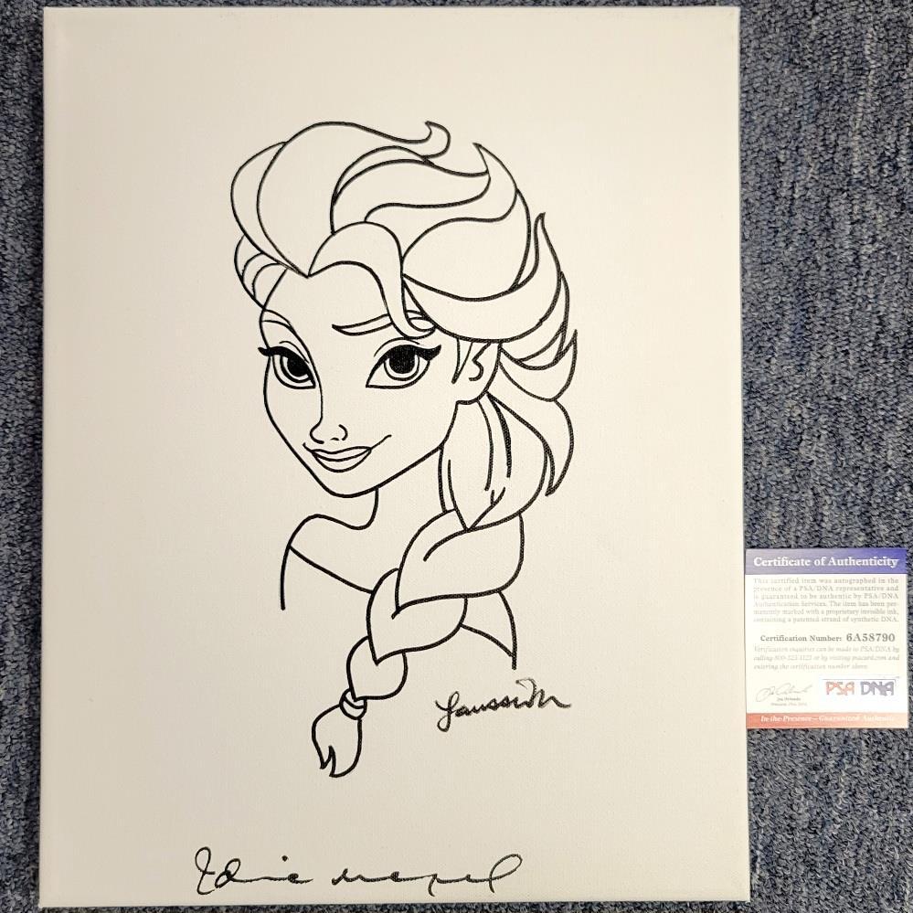 Idina Menzel signed Frozen Elsa 11x14 original canvas sketch Marantz artist PSA