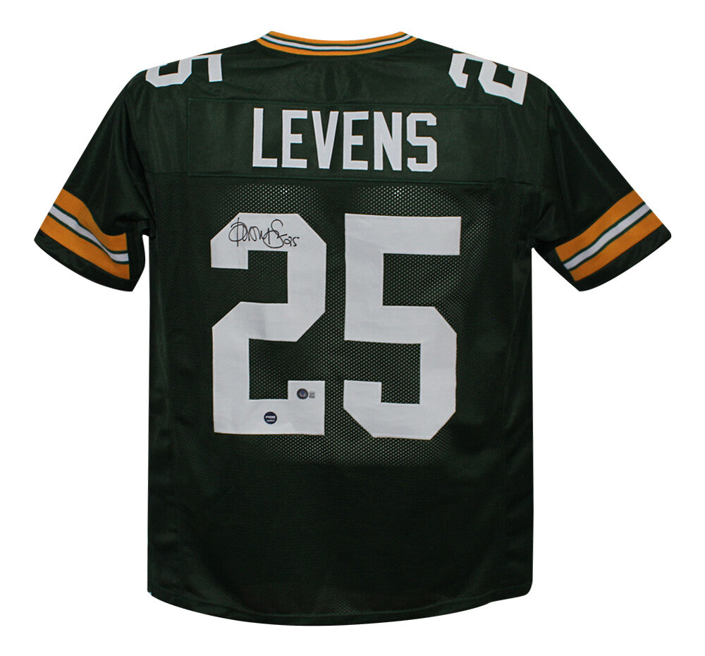 Dorsey Levens Autographed/Signed Pro Style Green XL Jersey Beckett 35517