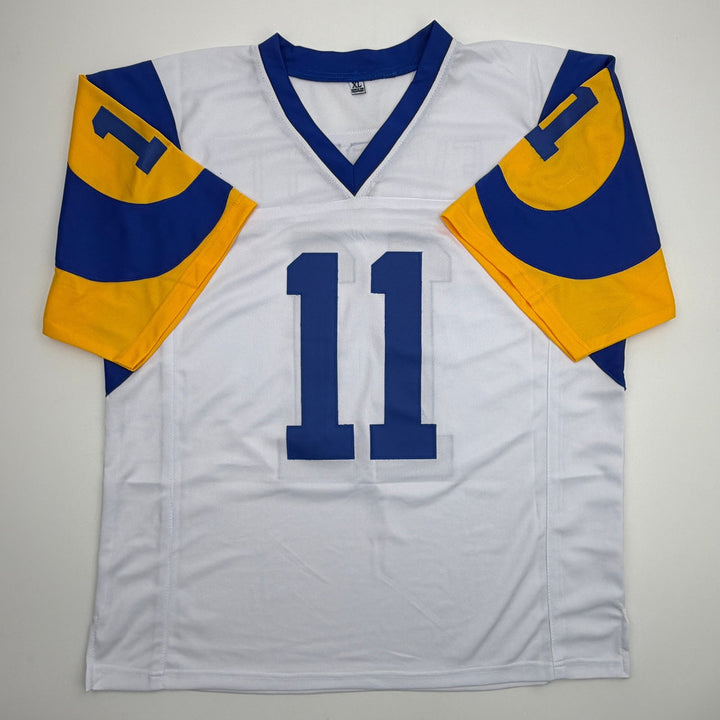 Autographed/Signed Jim Everett Los Angeles LA White Football Jersey JSA COA
