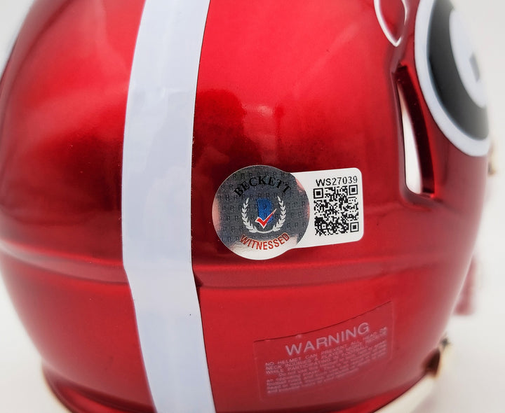 Herschel Walker Auto Signed Georgia Bulldogs Flash Red Speed Mini Helmet Beckett