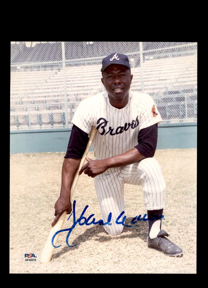 Hank Aaron PSA DNA Autographed 8x10 Photo Signed Braves