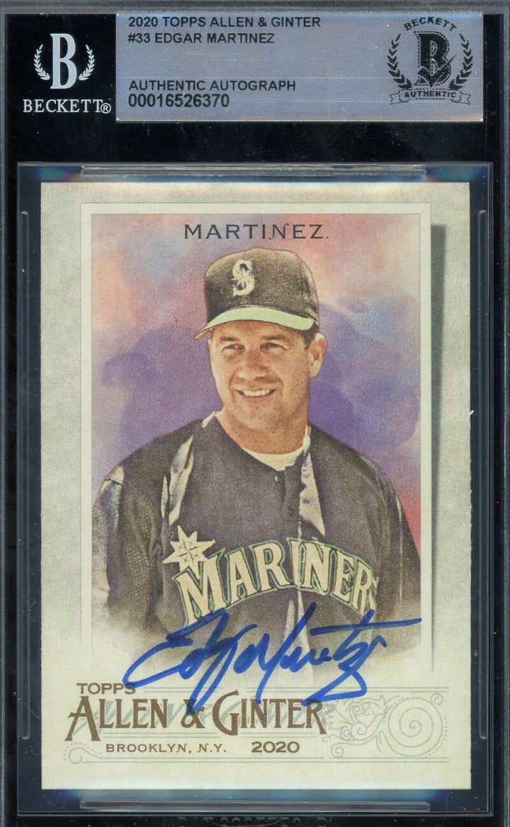 Edgar Martinez Beckett BAS Signed 2020 Topps Allen and Ginter Autograph