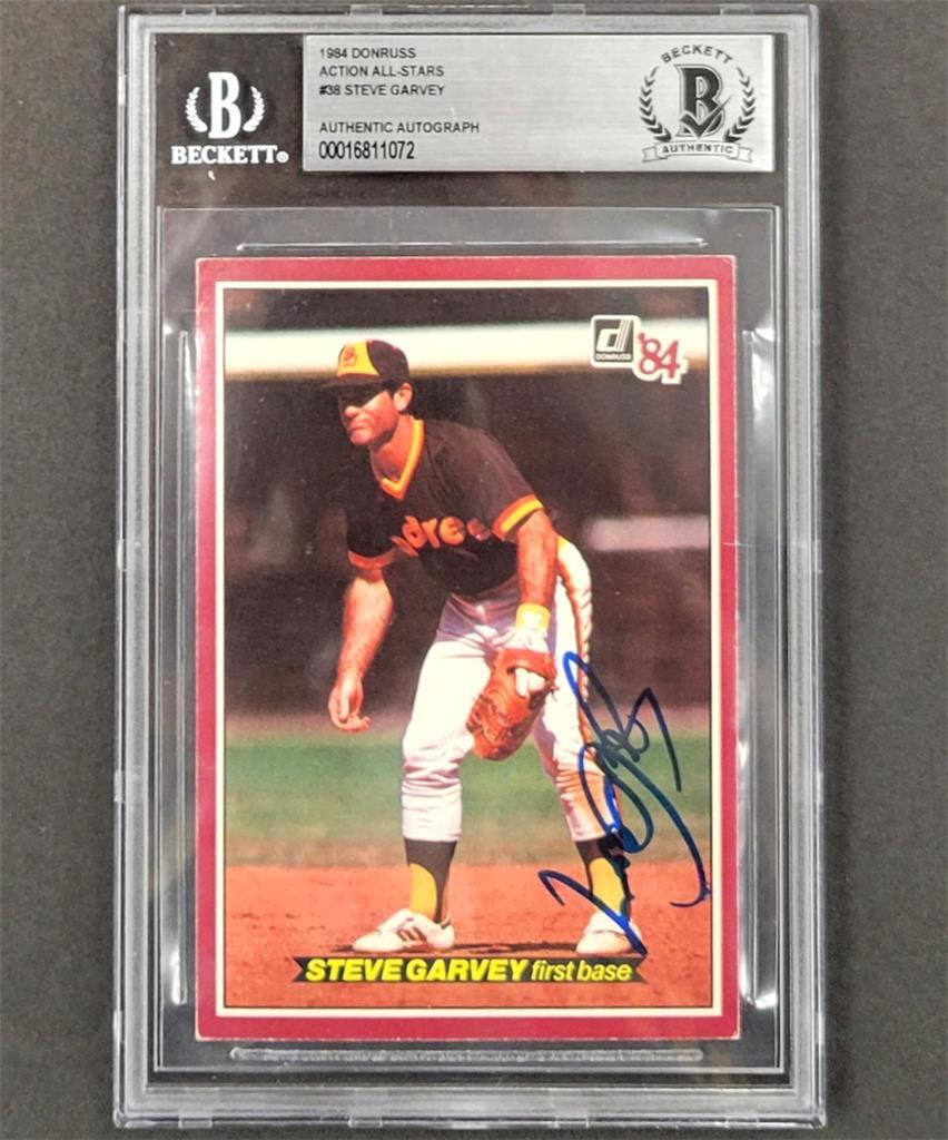 1984 Donruss Action All-Stars #38 Steve Garvey signed card autograph Beckett BAS