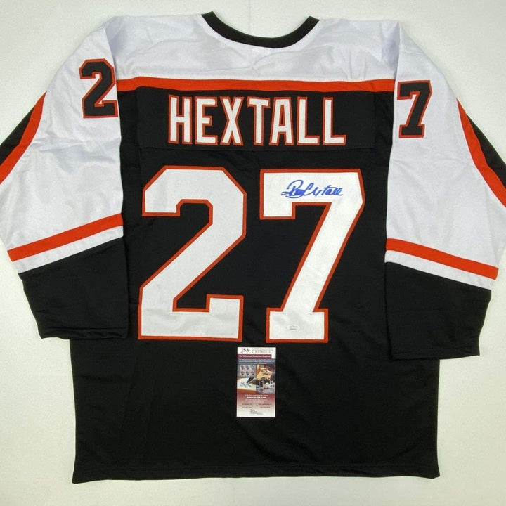 Autographed/Signed RON HEXTALL Philadelphia Black Jersey JSA COA Auto