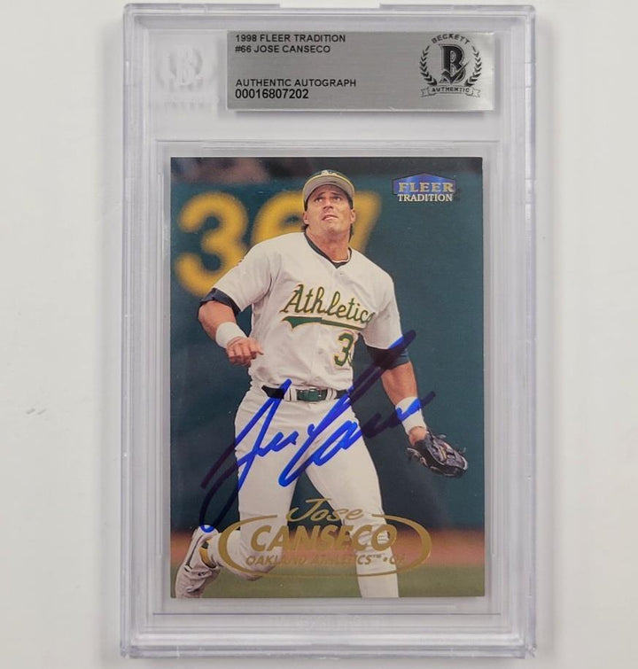 Jose Canseco signed 1998 Fleer Tradition #66 card auto autograph ~ Beckett BAS