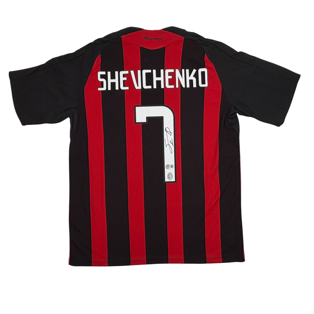 Autographed/Signed Andriy Shevchenko AC Milan Soccer Jersey Beckett BAS COA