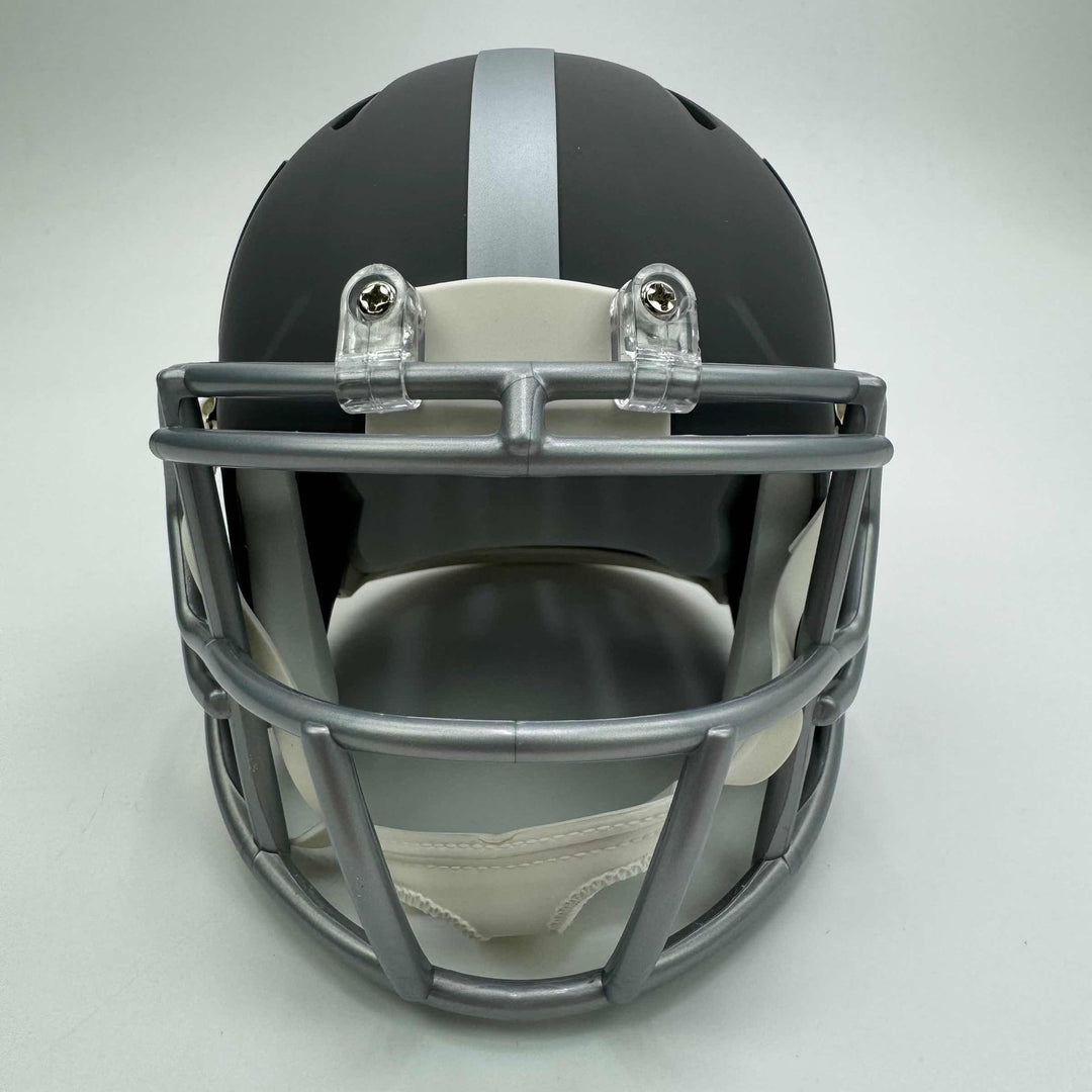 Autographed/Signed Lawrence Taylor Giants Silver Mini Helmet BAS COA