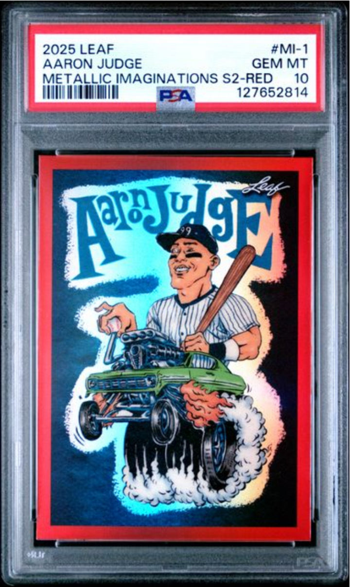 Graded 2025 Leaf Aaron Judge #MI1 Metallic Series 2 Red /199 Card PSA 10 Mint