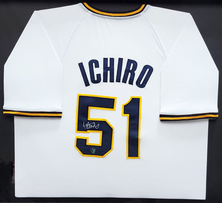 Orix Blue Wave Ichiro Suzuki Signed Framed White Jersey IS Holo