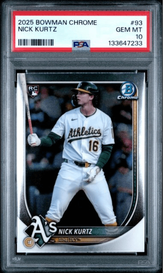 Graded 2025 Topps Bowman Chrome Nick Kurtz #93 Rookie RC Card PSA 10