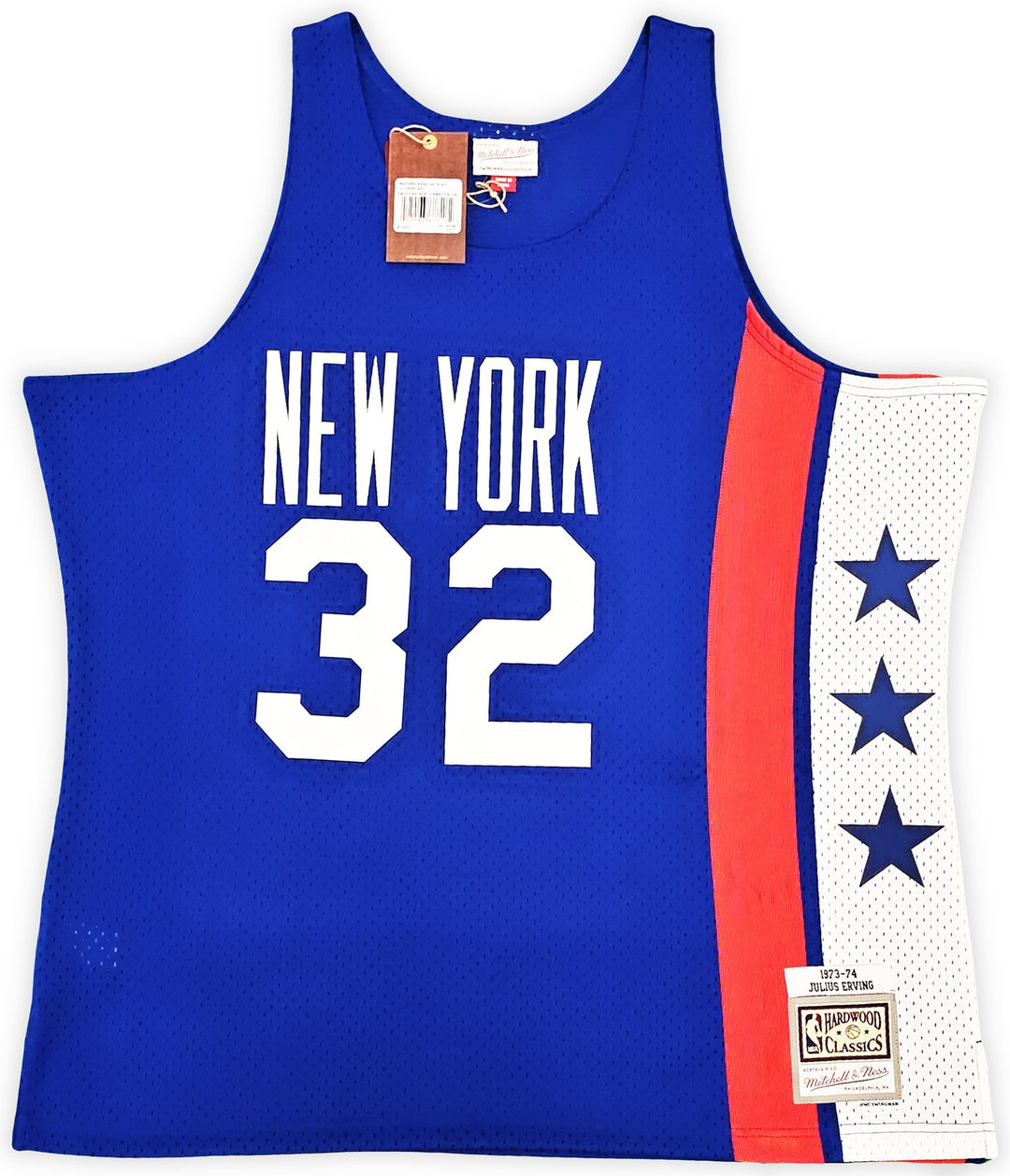 ABA Nets Julius Dr J Erving Auto Blue Mitchell Ness 73 Swingman Jersey 2X BAS