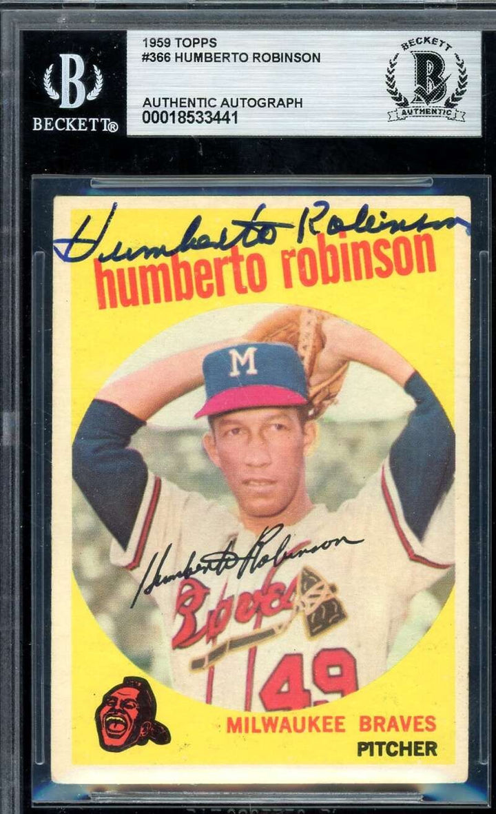 Humberto Robinson Beckett BAS Signed 1959 Topps Autograph Braves