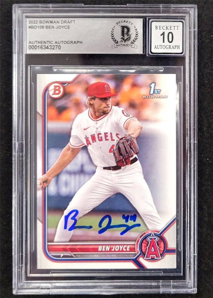 2022 1st Bowman Draft #BD109 Ben Joyce signed RC card Beckett BAS 10 Auto