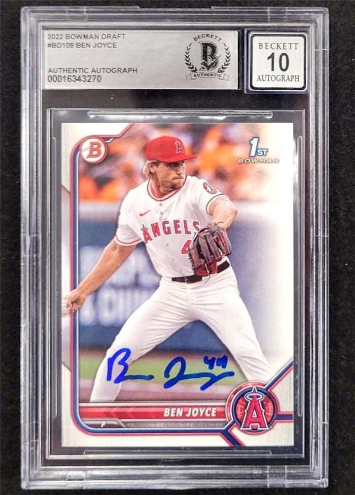 2022 1st Bowman Draft #BD109 Ben Joyce signed RC card Beckett BAS 10 Auto